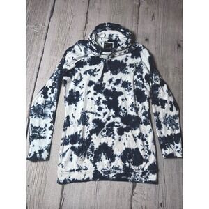 Lily‎ & Lottie Tie Dye Cowl Neck Hoodie Navy Blue White Thumbhole XL